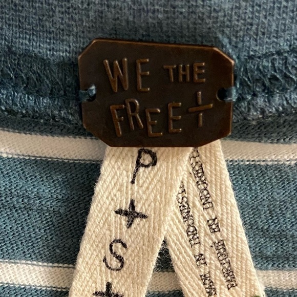 We the free crewneck top boxy fit striped dark teal oversized Small - Picture 6 of 7